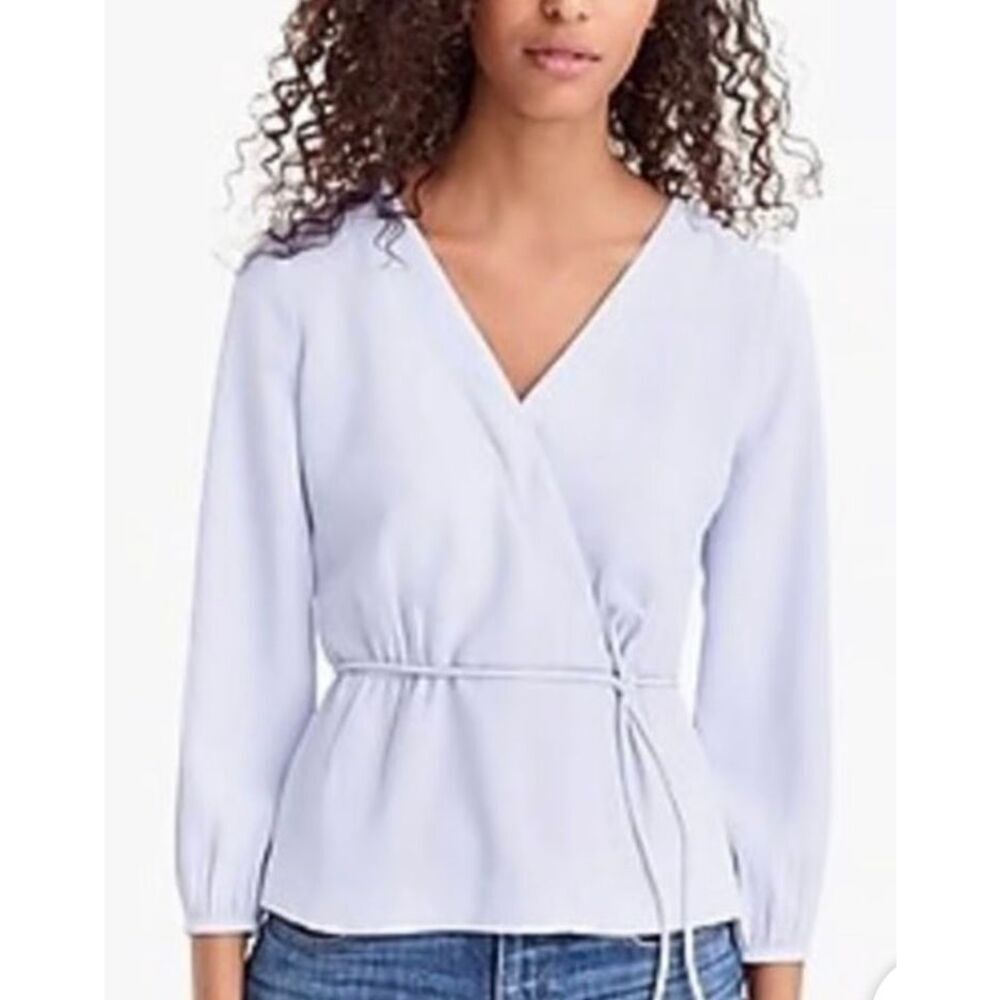 J.Crew lavender faux wrap puff sleeve blouse size 8 petite - Picture 1 of 8